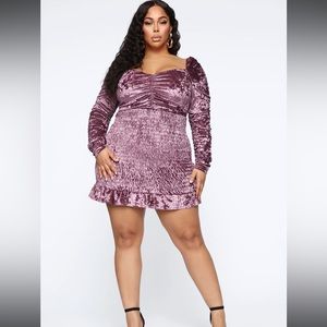 Fashionnova Victoria velvet smocked mini dress size 3x plum